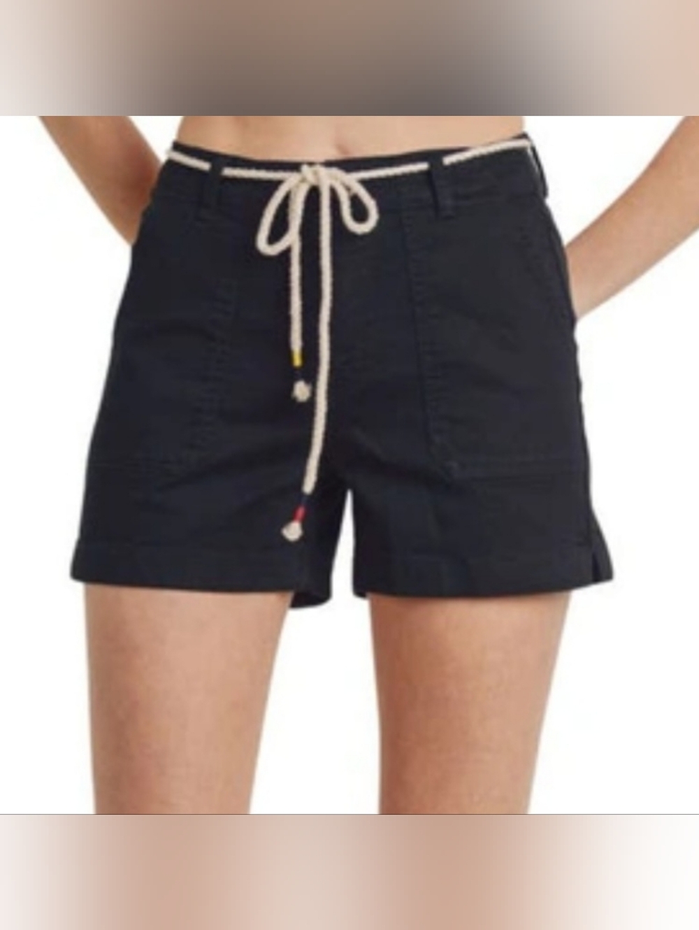 $60 NWT L.T.J Letter to Juliet High Rise Chino Shorts, Medium Black